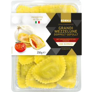 EDEKA Genussmomente Gran Mezzelune doppelt gefüllt mit ofengerösteter Tomate und Burrata 250g
