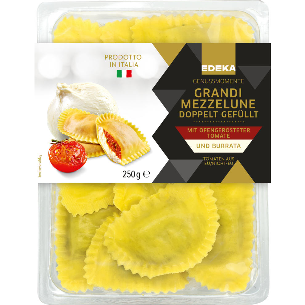 EDEKA Genussmomente Gran Mezzelune doppelt gefüllt mit ofengerösteter Tomate und Burrata 250g