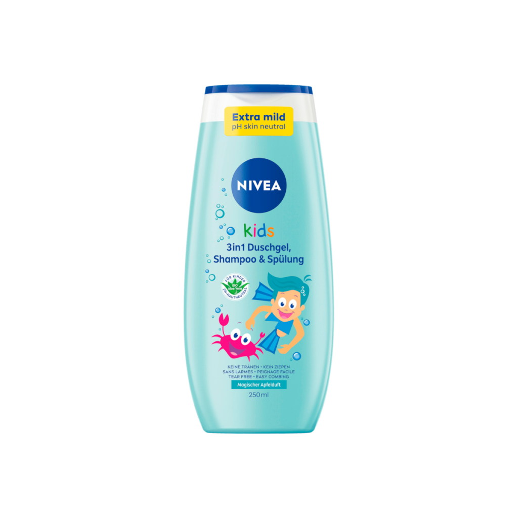 Nivea Kids 3in1 Duschgel, Shampoo&Spülung Magischer Apfelduft 250ml