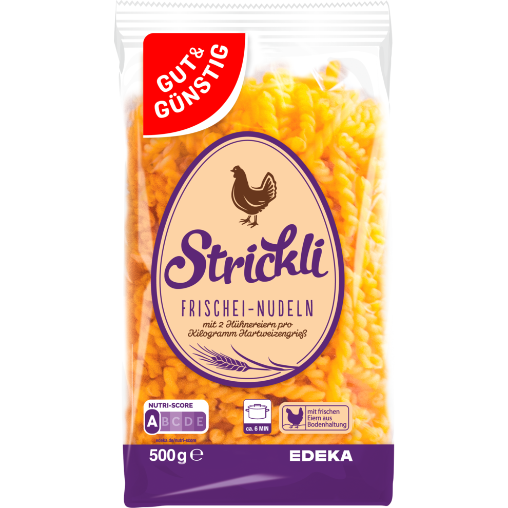 GUT&GÜNSTIG Frischei-Nudeln Strickli 500g