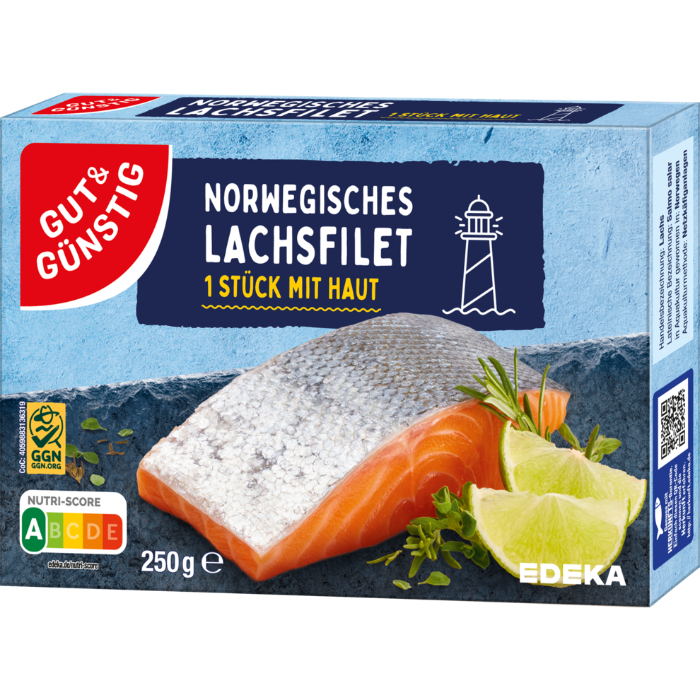 GUT&GÜNSTIG Norwegisches Lachsfilet mit Haut 250g