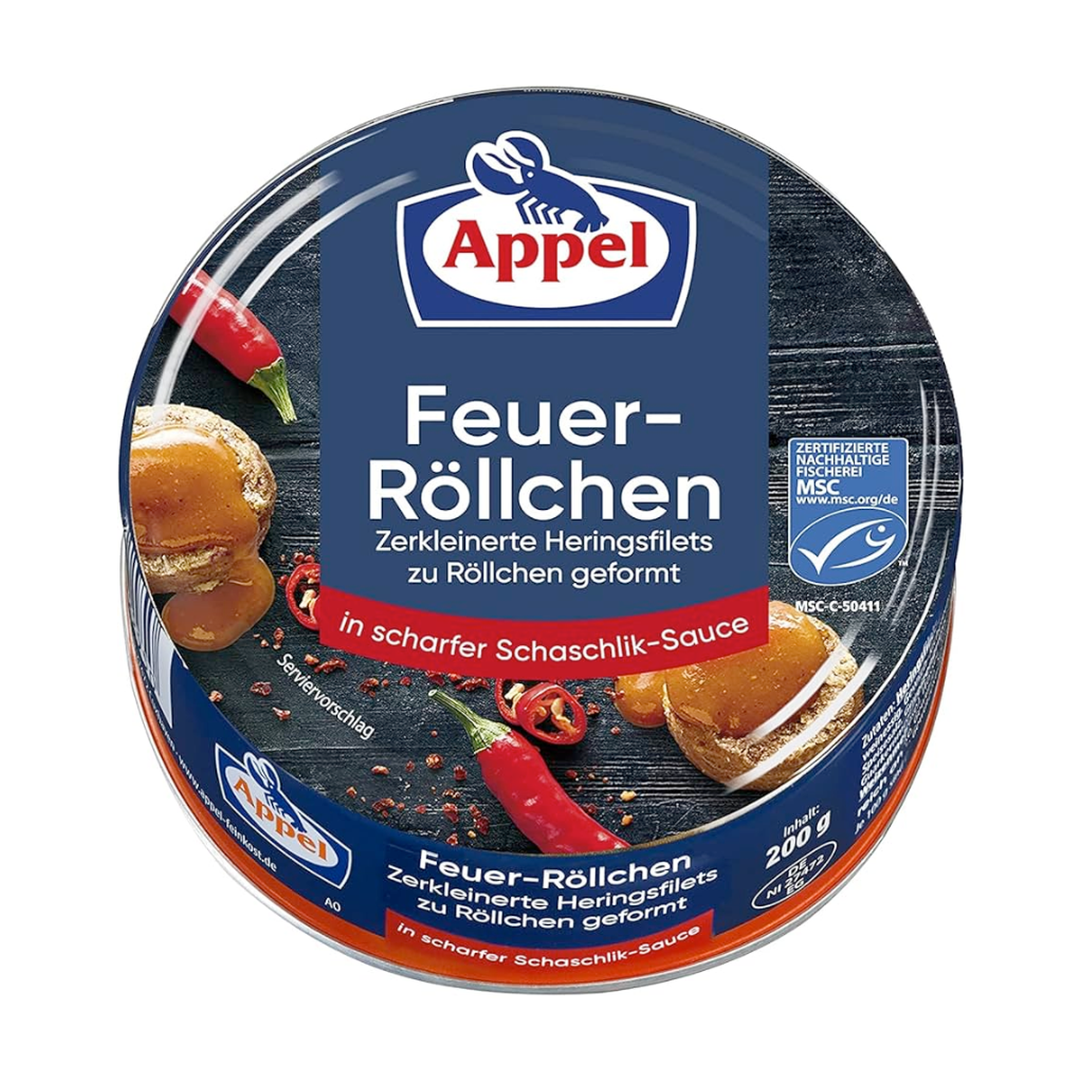 MSC Appel Feuer Röllchen a.Heringsfilet in scharfer Schaschlik Sauce 200g