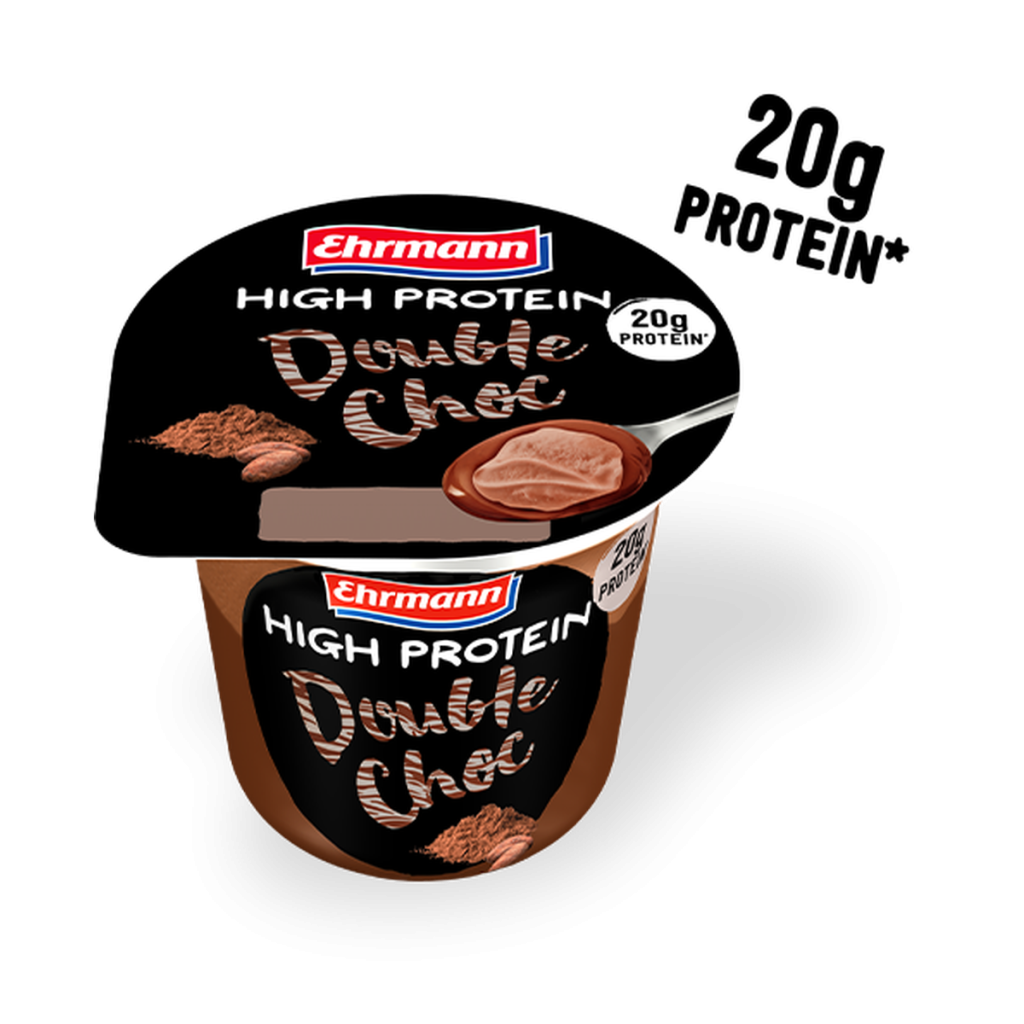 Ehrmann High Protein Pudding mit Double Choc mit Topping 200g