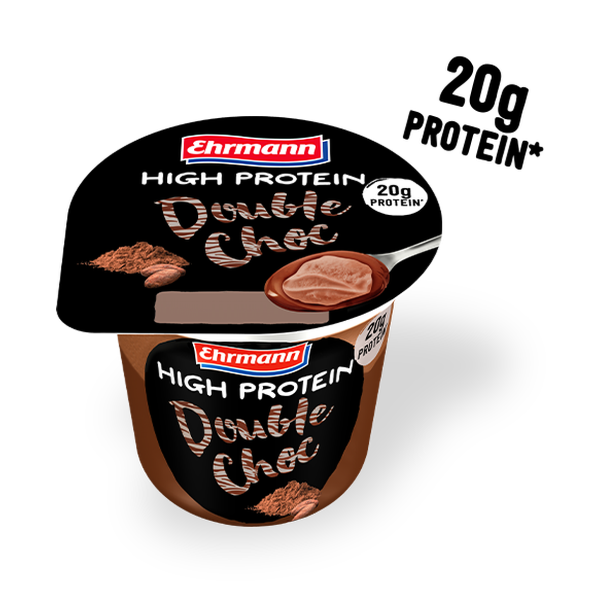 Ehrmann High Protein Pudding mit Double Choc mit Topping 200g