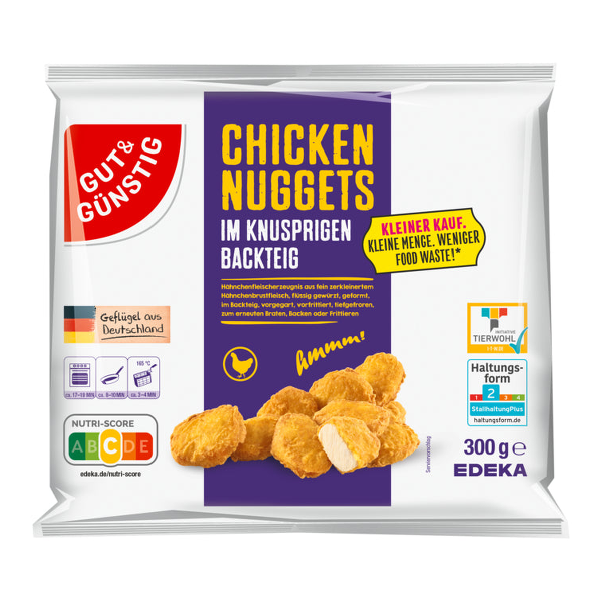 GUT&GÜNSTIG Hähnchen Nuggets im Backteig Kleiner Kauf 300g VLOG QS ITW