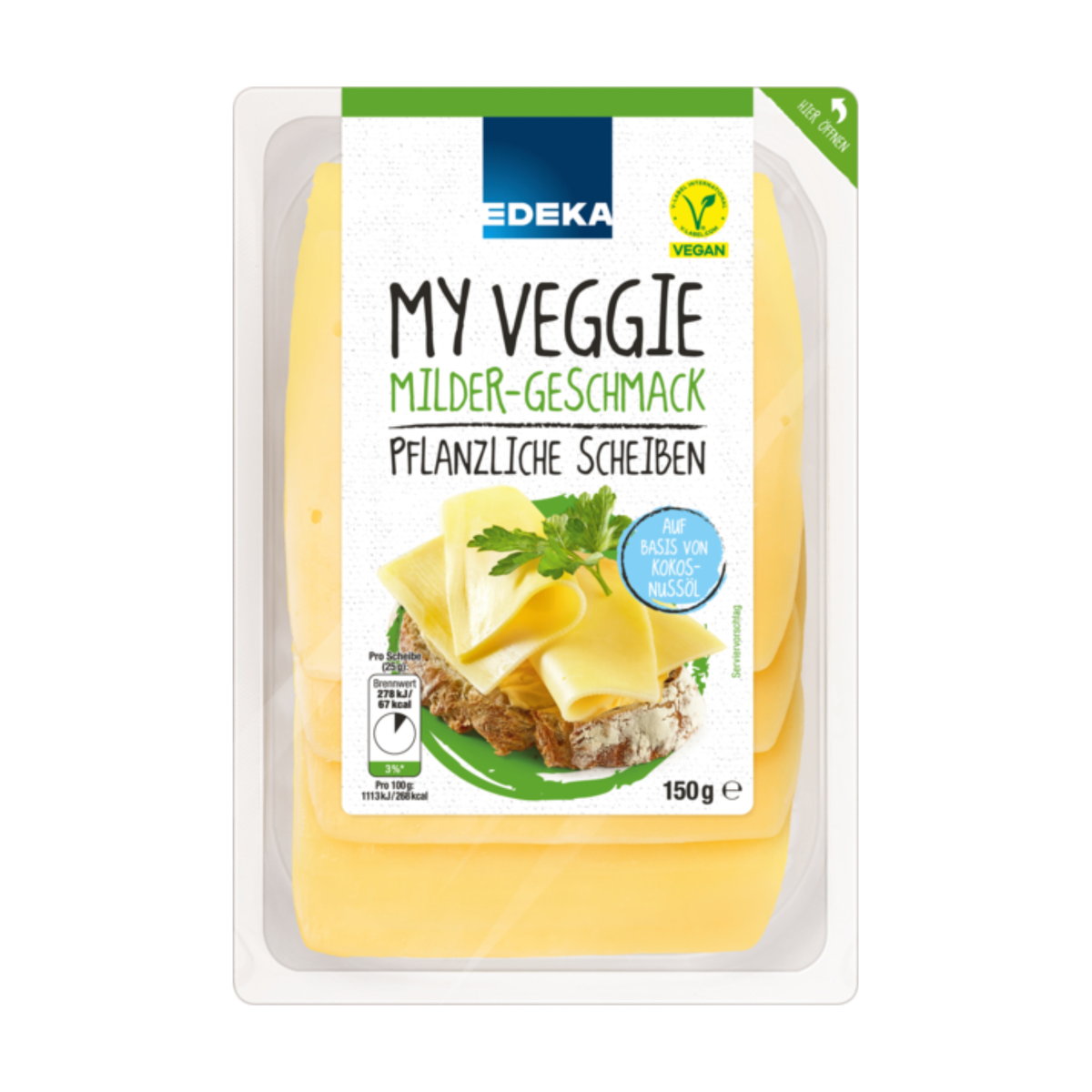 EDEKA My Veggie Vegane Pflanzliche Scheiben Milder-Geschmack 150g