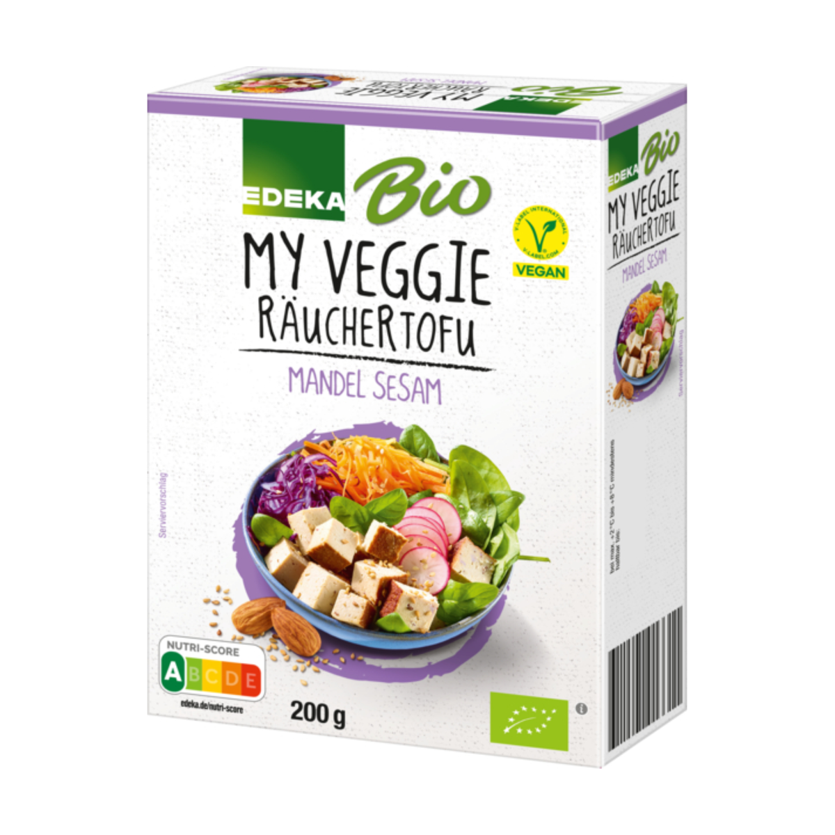 Bio EDEKA My Veggie Veganer Räucher Tofu Sesam Mandel 200g