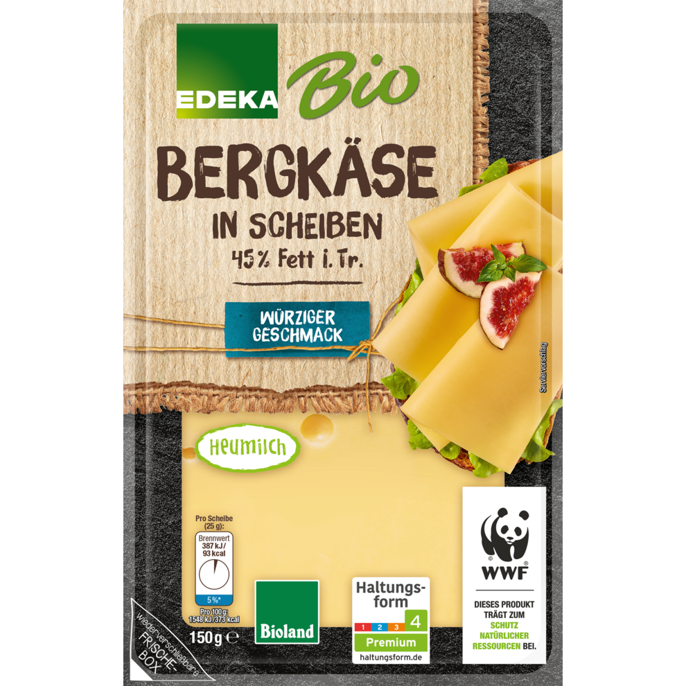 Bio EDEKA Bergkäse Scheiben 45% 150g