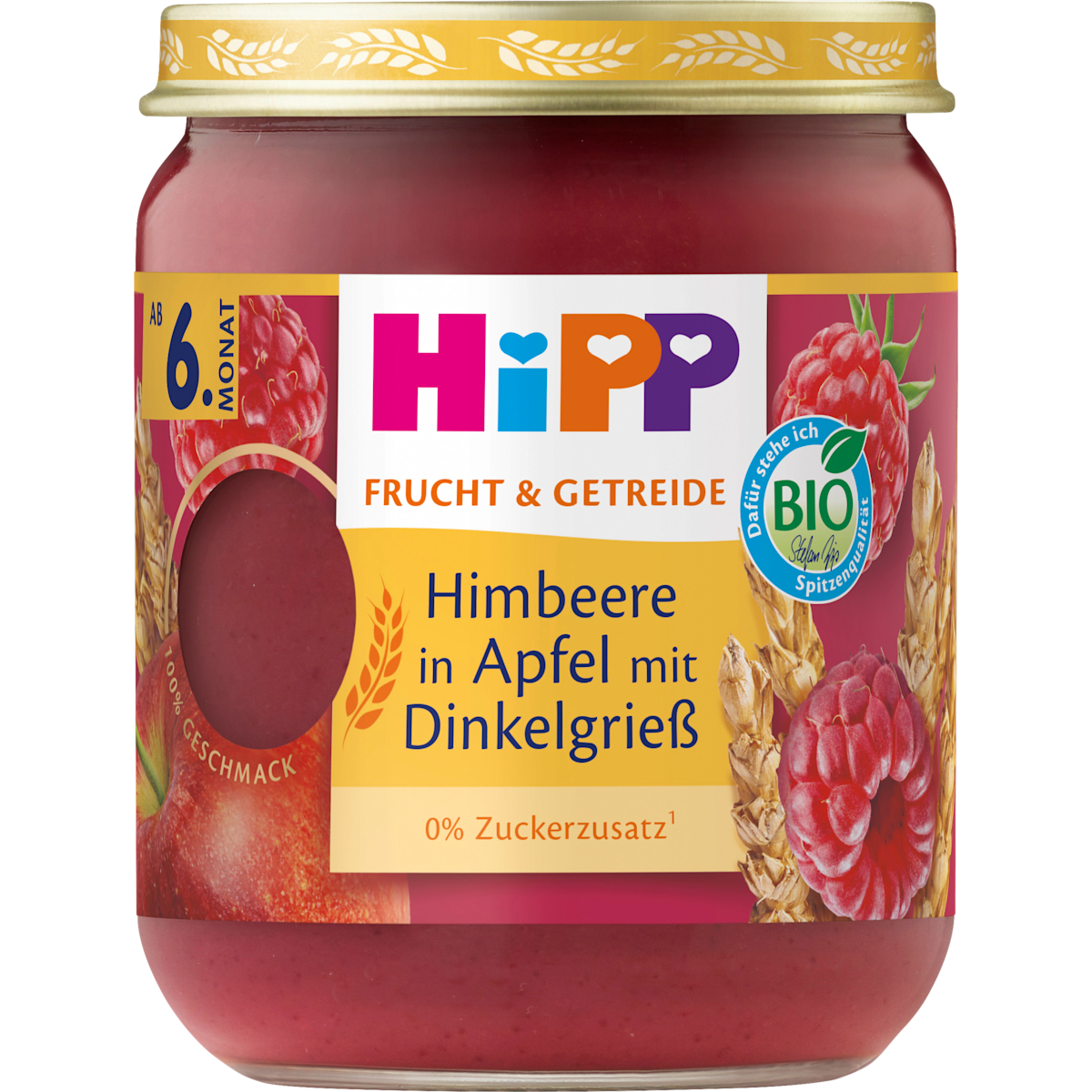 Bio Hipp Himbeere in Apfel mit Dinkelgrieß 160g