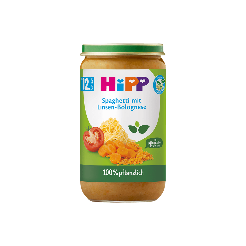 Bio Hipp 100% pflanzlich Spaghetti mit Linsen-Bolognese 250g