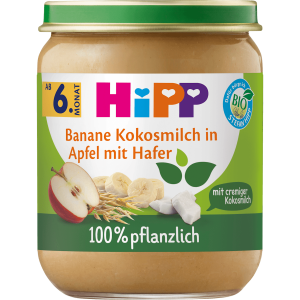 Bio Hipp 100% pflanzlich Banane Kokosmilch in Apfel mit Hafer 160g