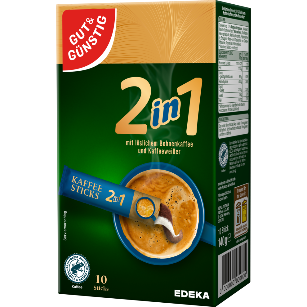 GUT&GÜNSTIG Kaffeesticks 2in1 140g