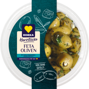 EDEKA Herzstücke Grüne Oliven mit Fetacreme gefüllt 150g