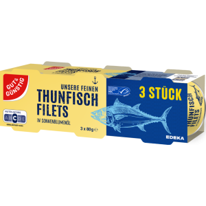 MSC GUT&GÜNSTIG Thunfischfilets Sonnenblumenöl 3x80g