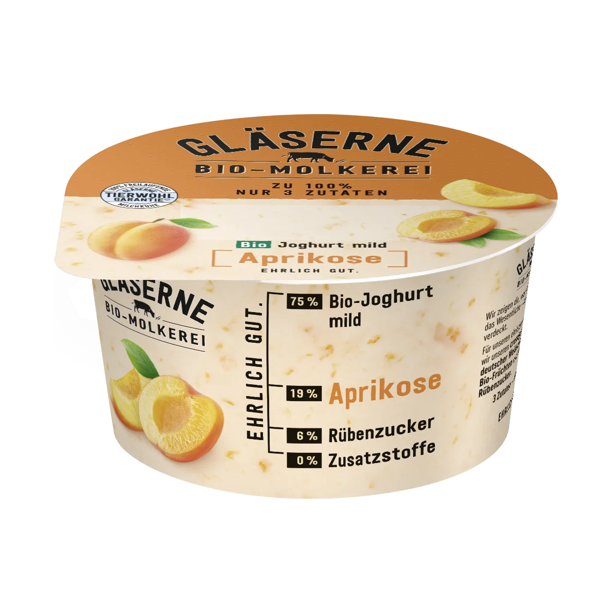 Bio Gläserne Molkerei Joghurt Aprikose 3,8% 150g