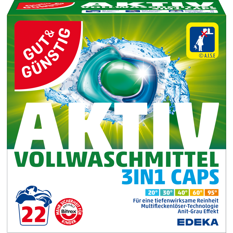 GUT&GÜNSTIG Vollwaschmittel Aktiv 3in1 Caps 22WL 517g