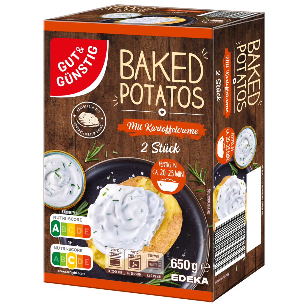 GUT&GÜNSTIG Baked Potatos mit Kartoffelcreme 650g