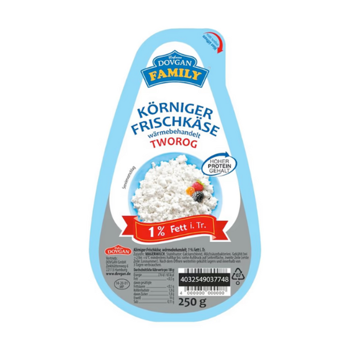 Dovgan Family Körniger Frischkäse 1% Magerstufe 250g