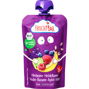 Bio Fruchtbar Getreide-Himbeere-Heidelbeere-Traube-Banane-Apfel-Hafer 100g