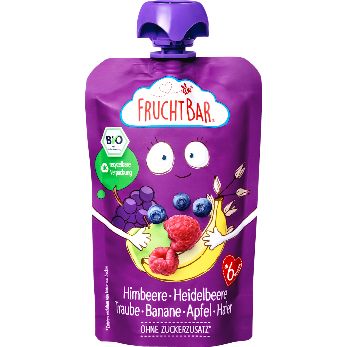 Bio Fruchtbar Getreide-Himbeere-Heidelbeere-Traube-Banane-Apfel-Hafer 100g