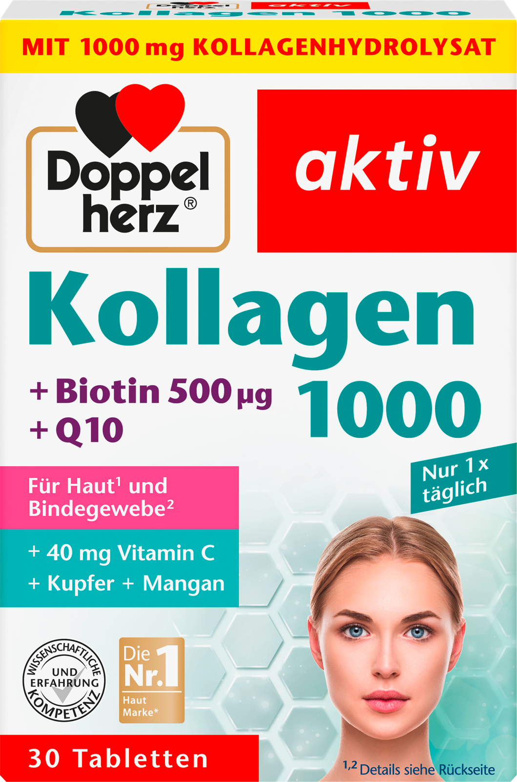Doppelherz Kollagen 1000 mit Biotin 500µg und Q10 30Tabletten 40,8g