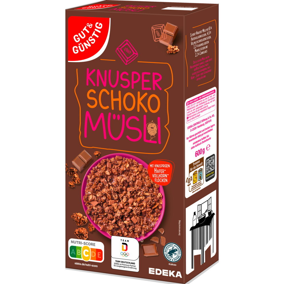 GUT&GÜNSTIG Шоколад хрустящий мюсли 600g