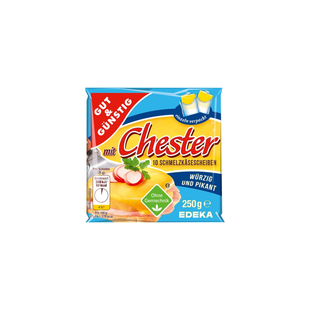 GUT&GÜNSTIG Schmelzkäse-Scheiben mit Chester 250g VLOG