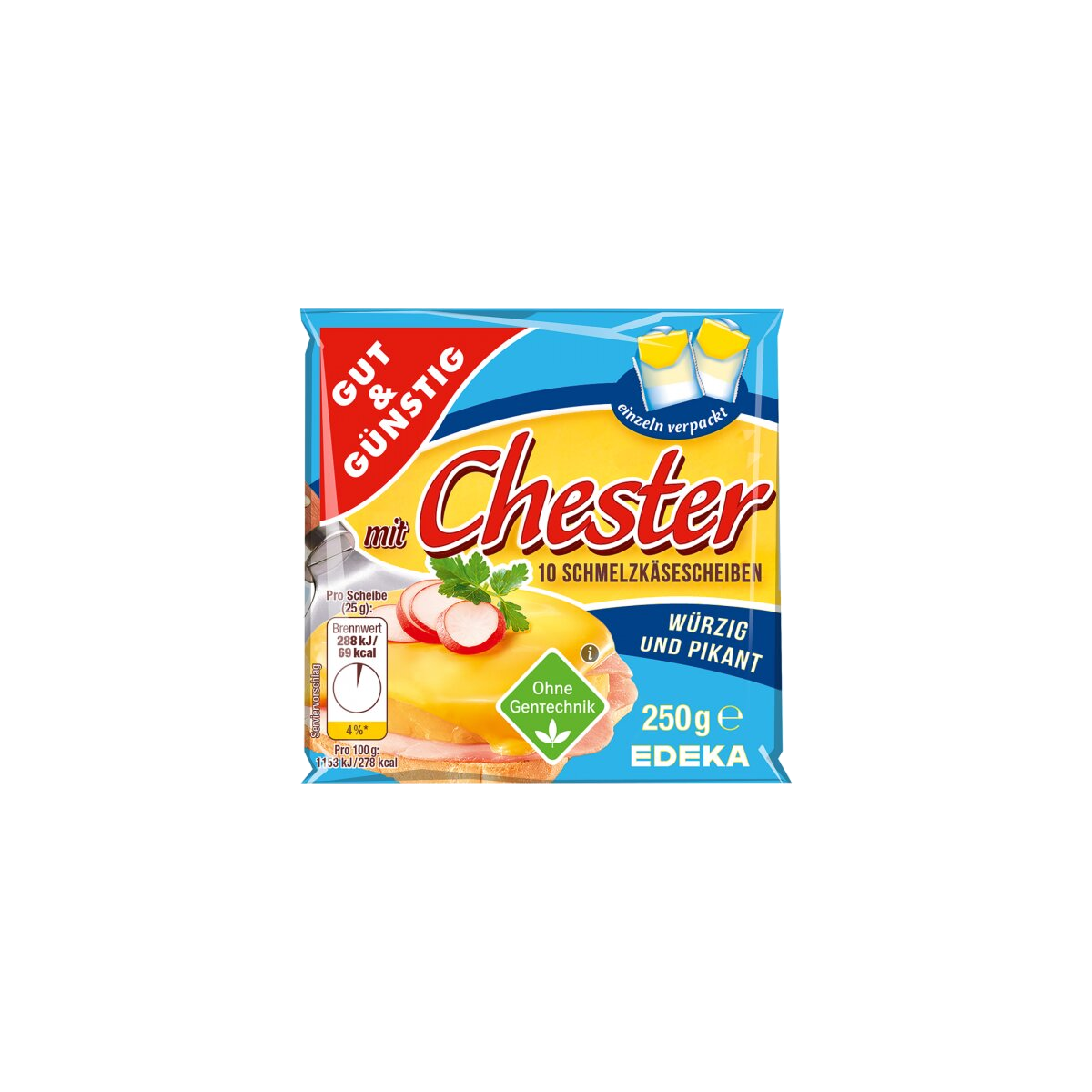 GUT&GÜNSTIG Schmelzkäse-Scheiben mit Chester 250g VLOG