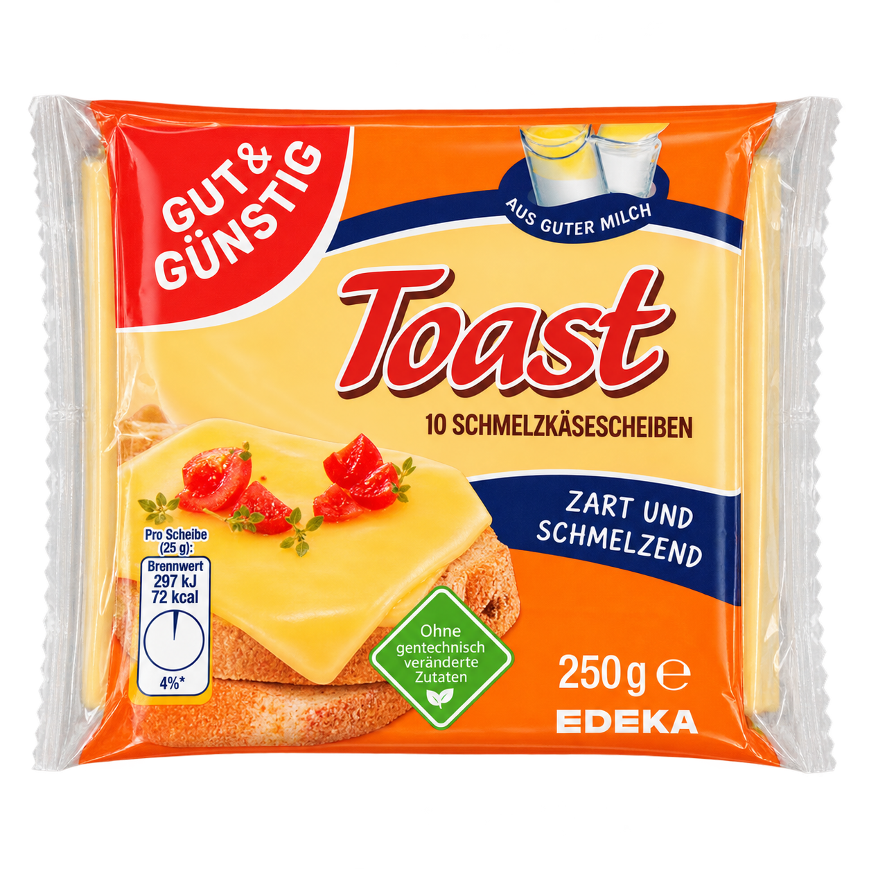 GUT&GÜNSTIG Schmelzkäse-Scheiben Toast 250g VLOG
