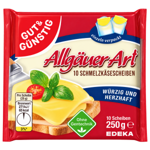 GUT&GÜNSTIG Schmelzkäse-Scheiben Allgäuer Art 250g VLOG