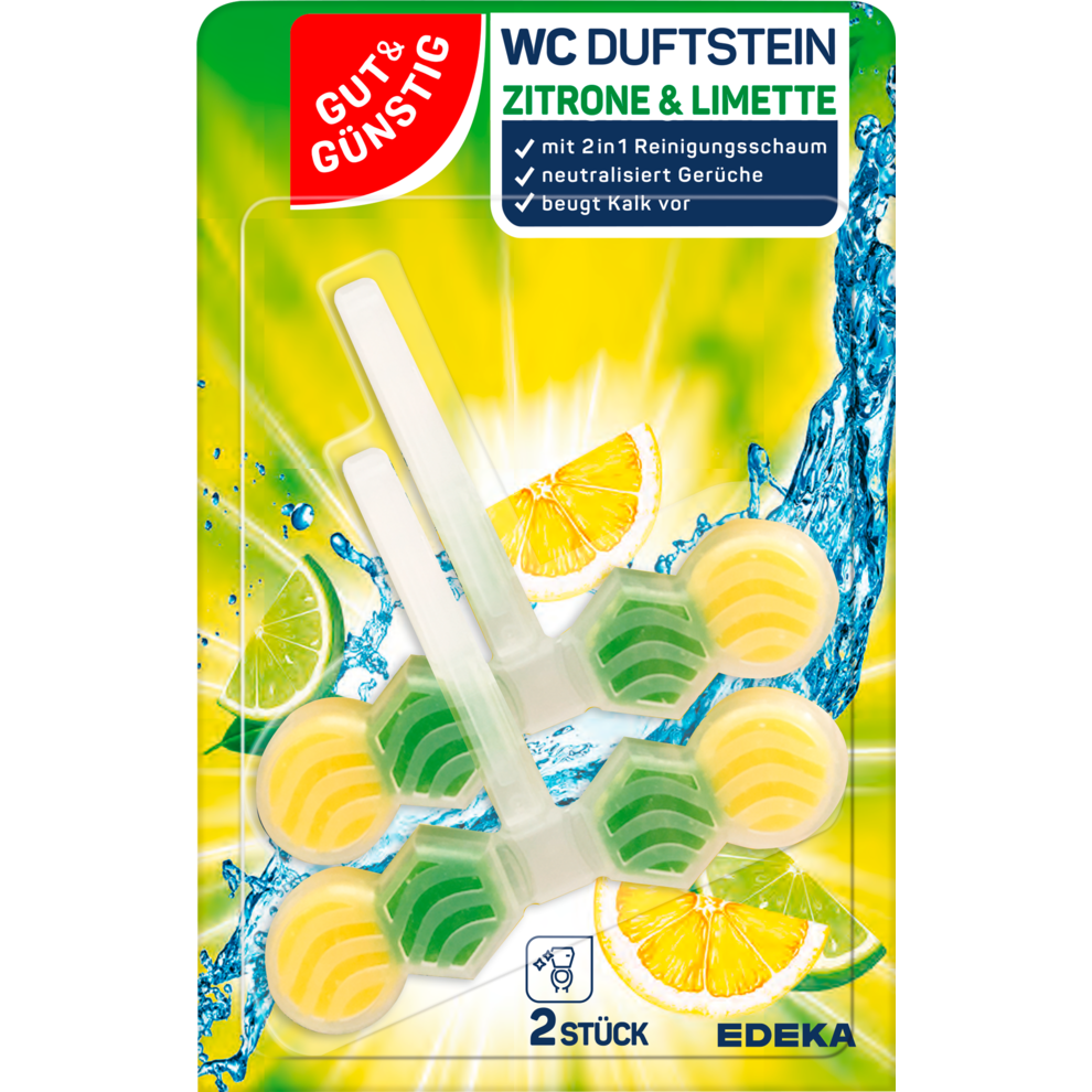 GUT&GÜNSTIG WC Duftsteine Lemon 2x48g