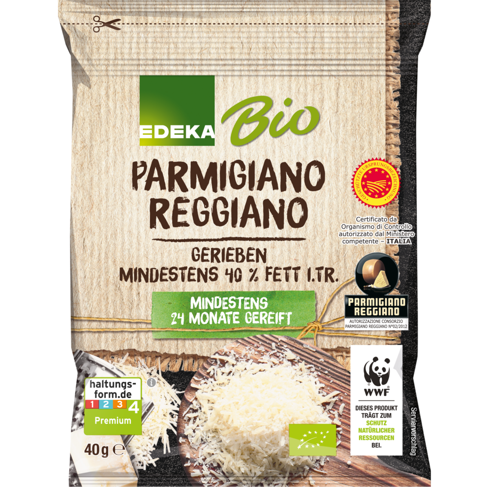 Bio EDEKA Parmigiano Reggiano DOP gerieben 24 Monate 32% 40g