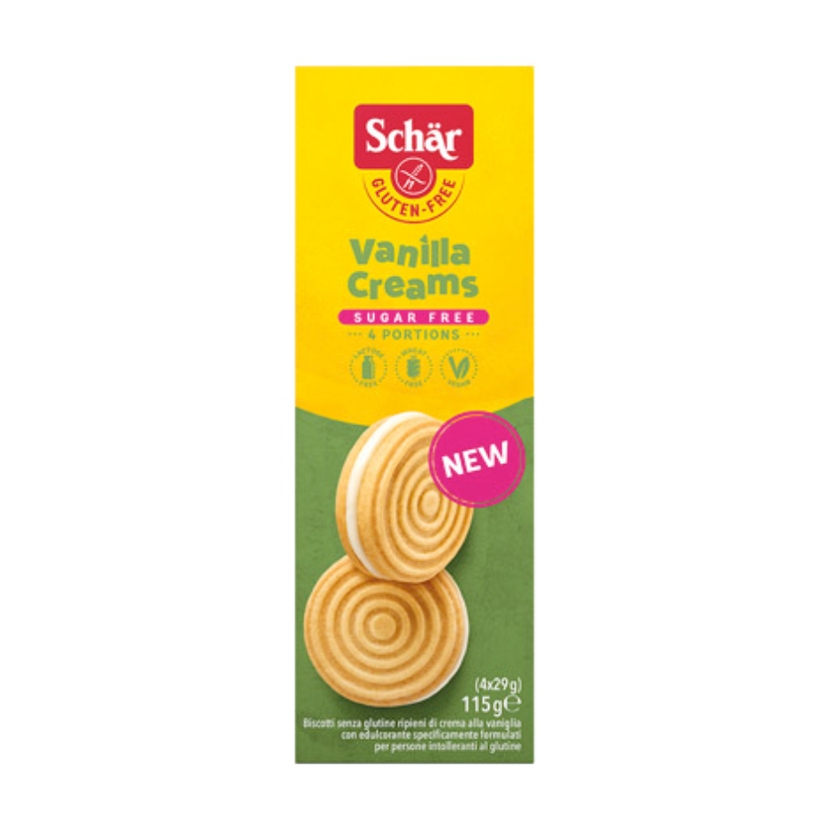 Schär Vanilla Creams Sugar free 115g