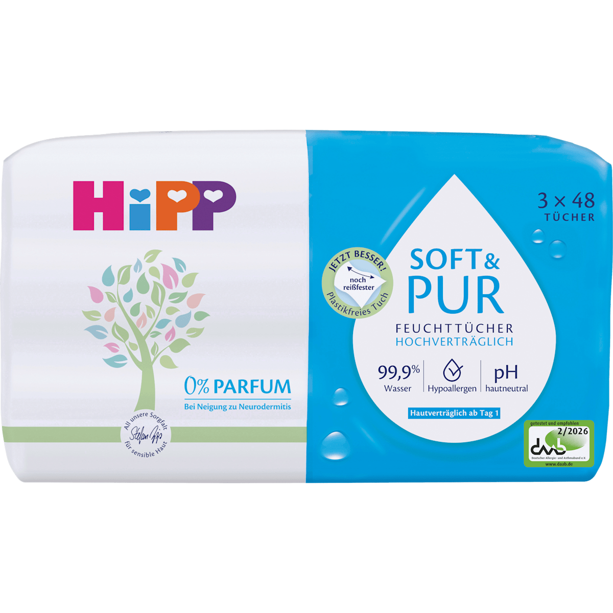 Hipp Babysanft Feuchttücher Soft and Pur 3x48ST
