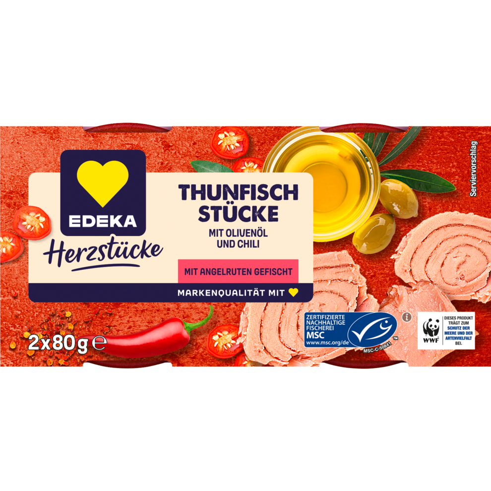 MSC EDEKA Thunfischstücke in Olivenöl mit Chili 2x80g