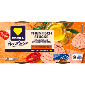 MSC EDEKA Thunfischstücke in Olivenöl mit getrockneten Tomaten 2x80g
