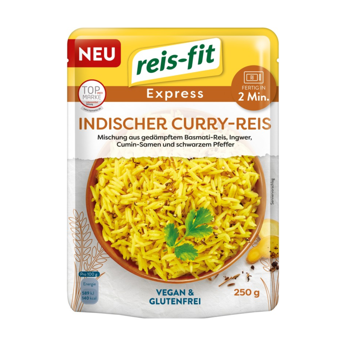 Reis-fit Express indischer Curry-Reis 250g