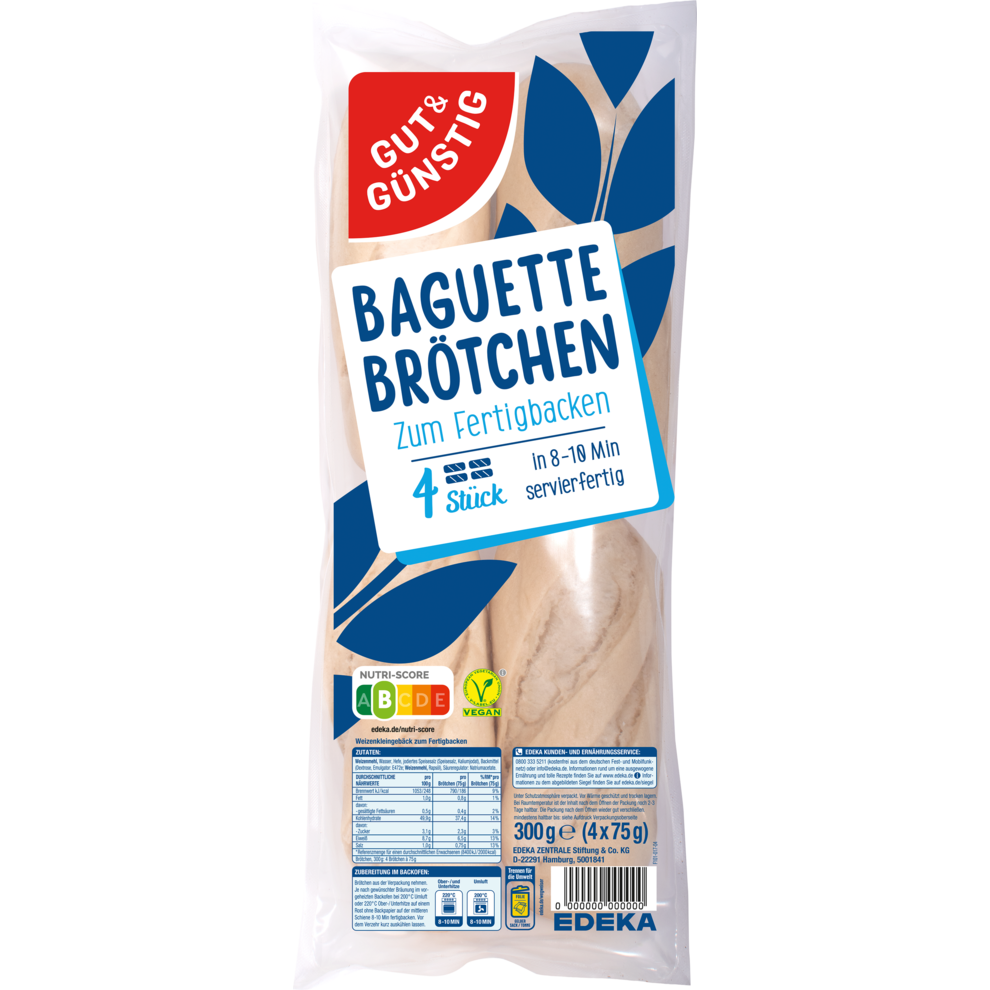 GUT&GÜNSTIG Baguette Brötchen 4ST 300g