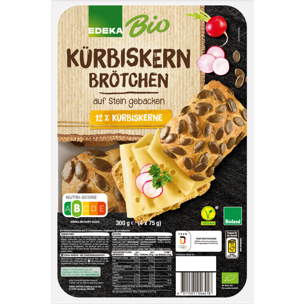 Bio EDEKA Kürbiskernbrötchen 300g