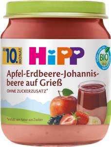 Bio Hipp Apfel-Erdbeere-Johannisbeere auf Grieß 200g
