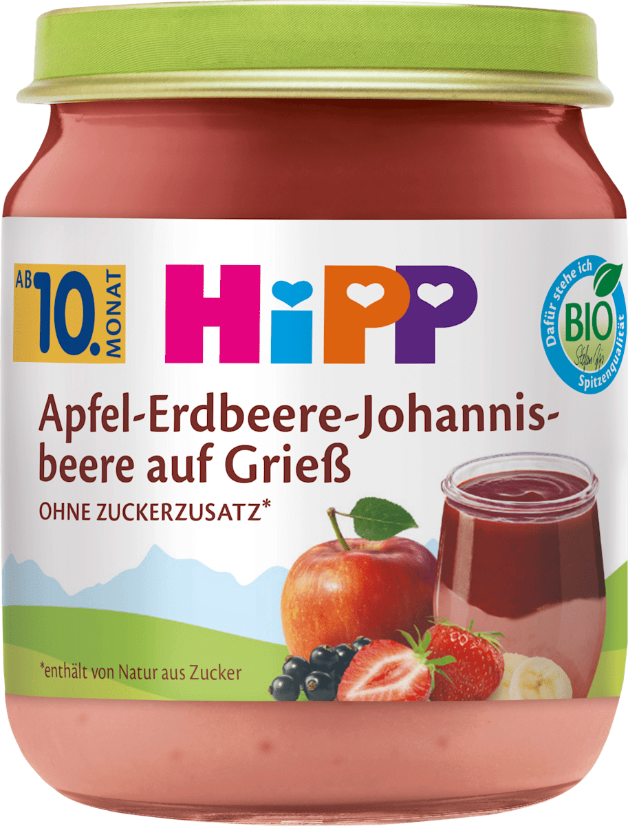 Bio Hipp Apfel-Erdbeere-Johannisbeere auf Grieß 200g