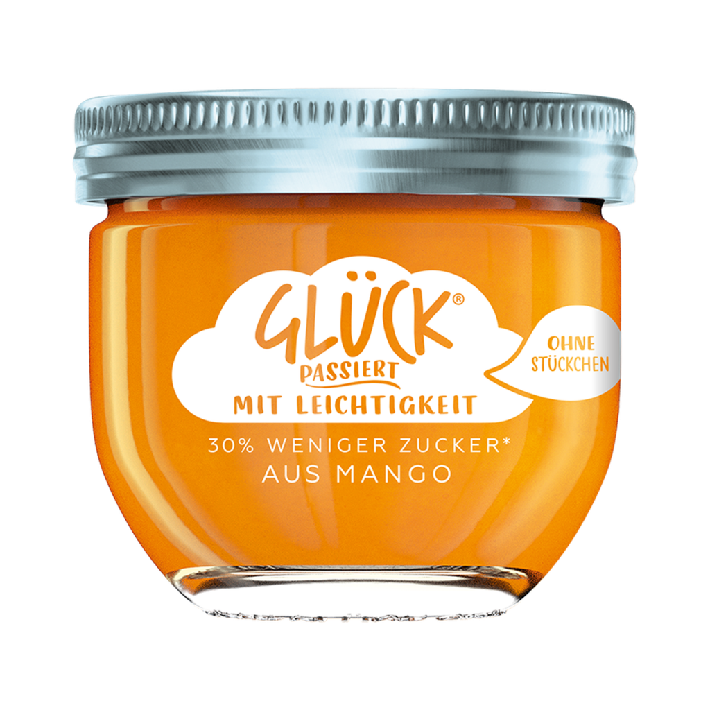 Glück Passiert Fruchtaufstrich Mango weniger Zucker 230g