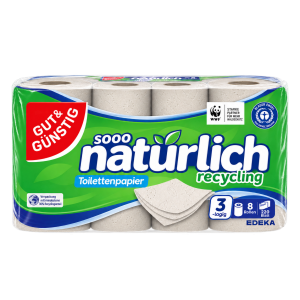 GUT&GÜNSTIG Recycling Toilettenpapier 3-lagig 8x220BL