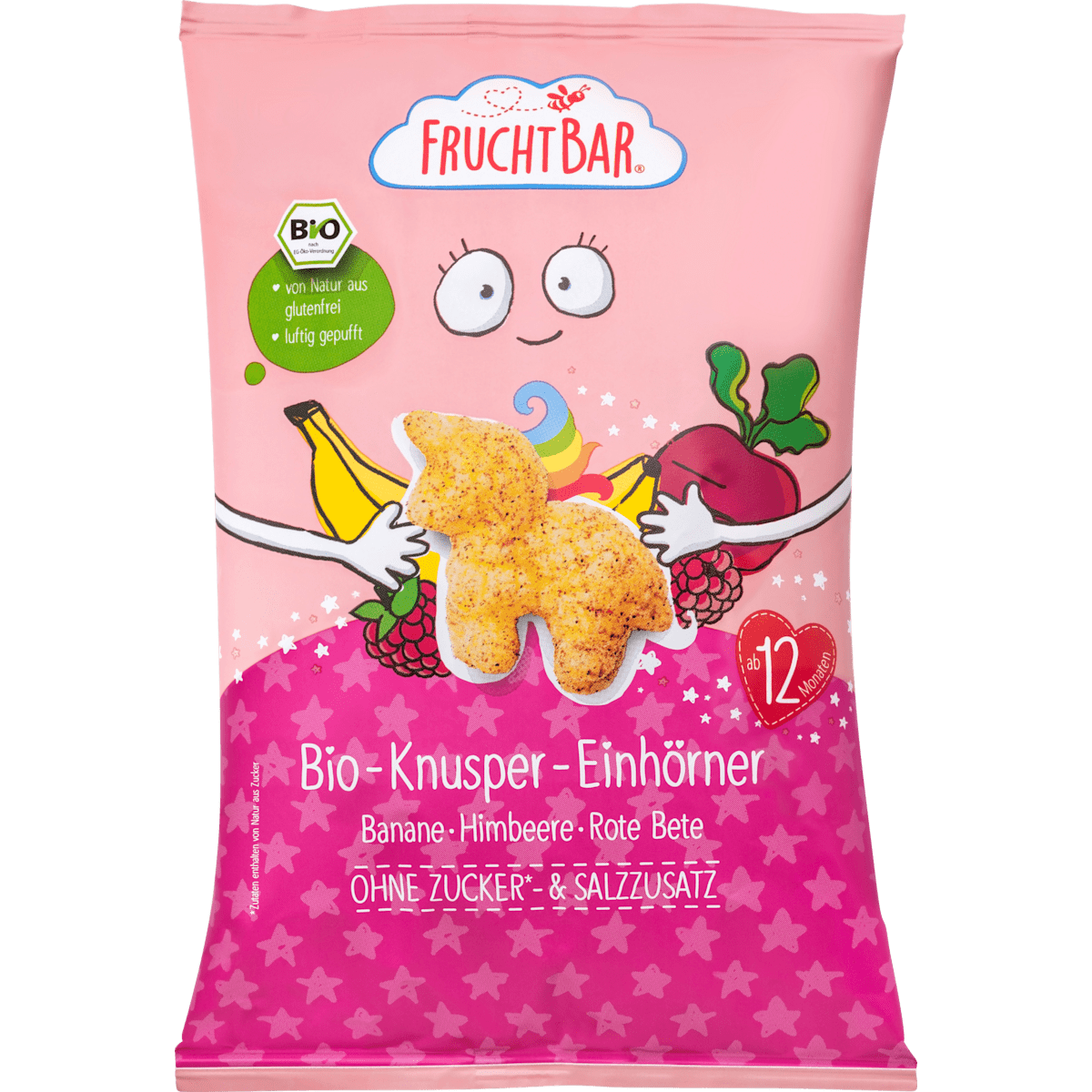 Bio Fruchtbar Knusper-Einhörner Banane, Himbeere, Rote Bete 30g