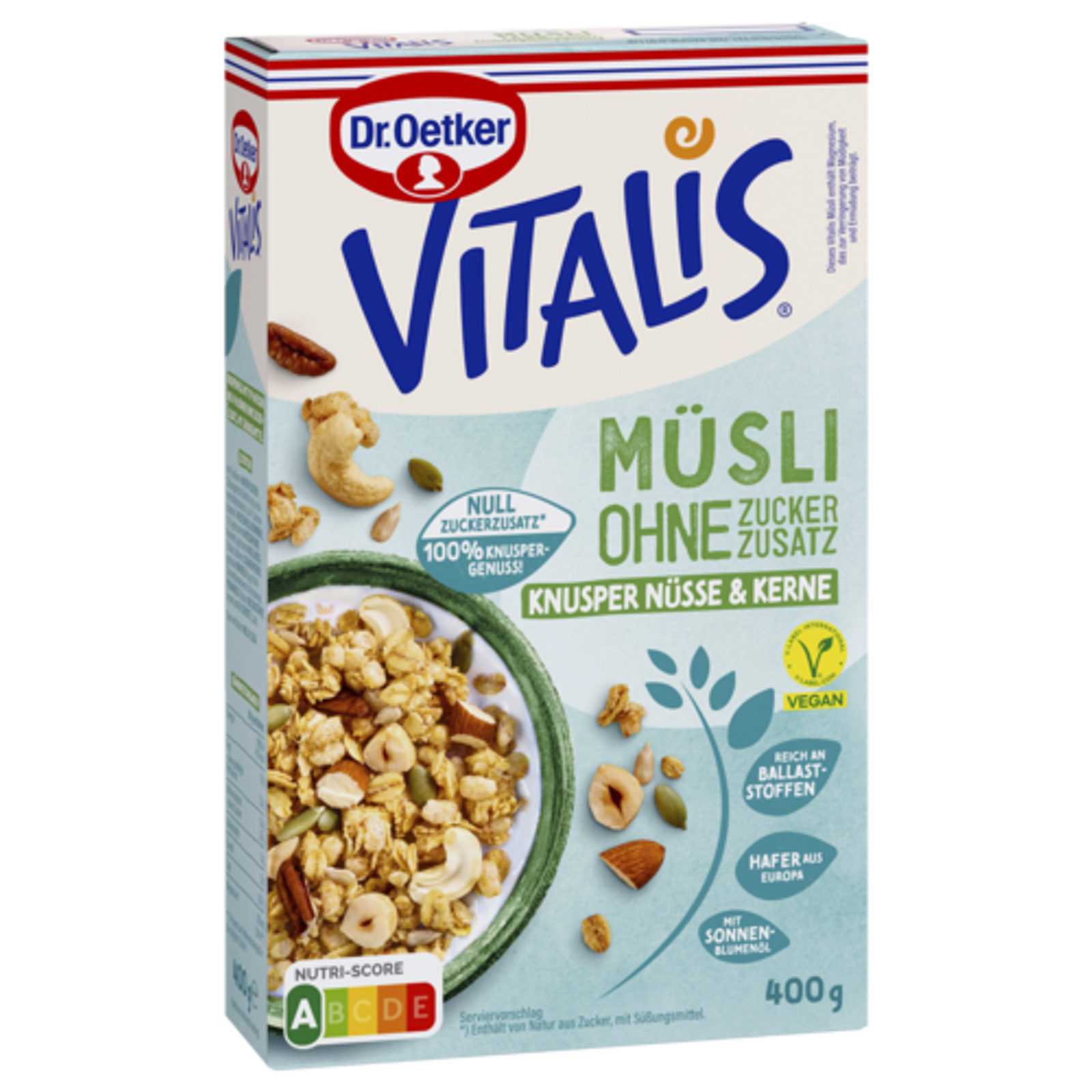 Dr.Oetker Vitalis ohne Zuckerzusatz Knusper Nüsse&Kerne 400g