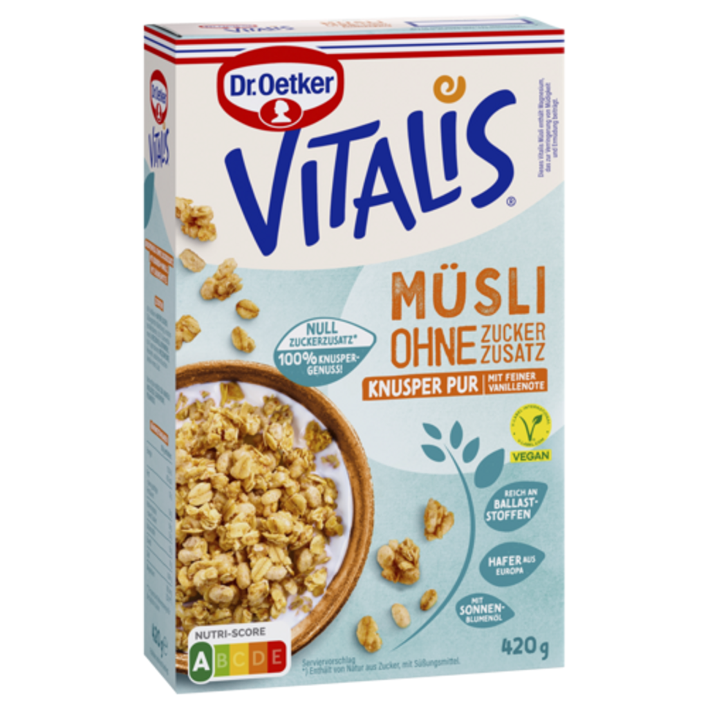 Dr.Oetker Vitalis без добавленного сахара хрустящий чистый 420g