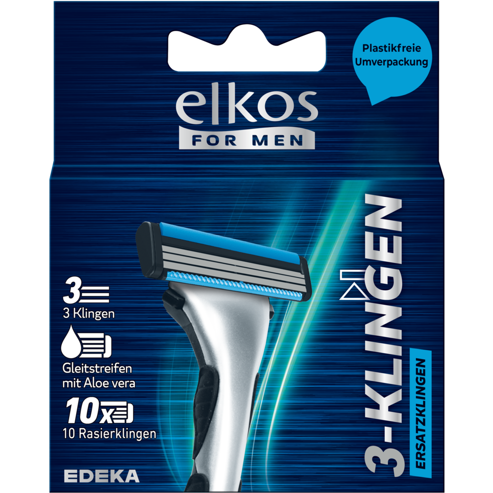 EDEKA elkos MEN 3-Klingen Rasiersystem Ersatzklingen 10ST