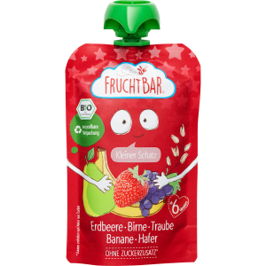 Bio Fruchtbar Fruchtpüree Kleiner Schatz Erdbeere, Birne, Traube, Banane, Hafer, 100g