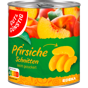 GUT&GÜNSTIG Pfirsiche in Schnitten leicht gezuckert 820g