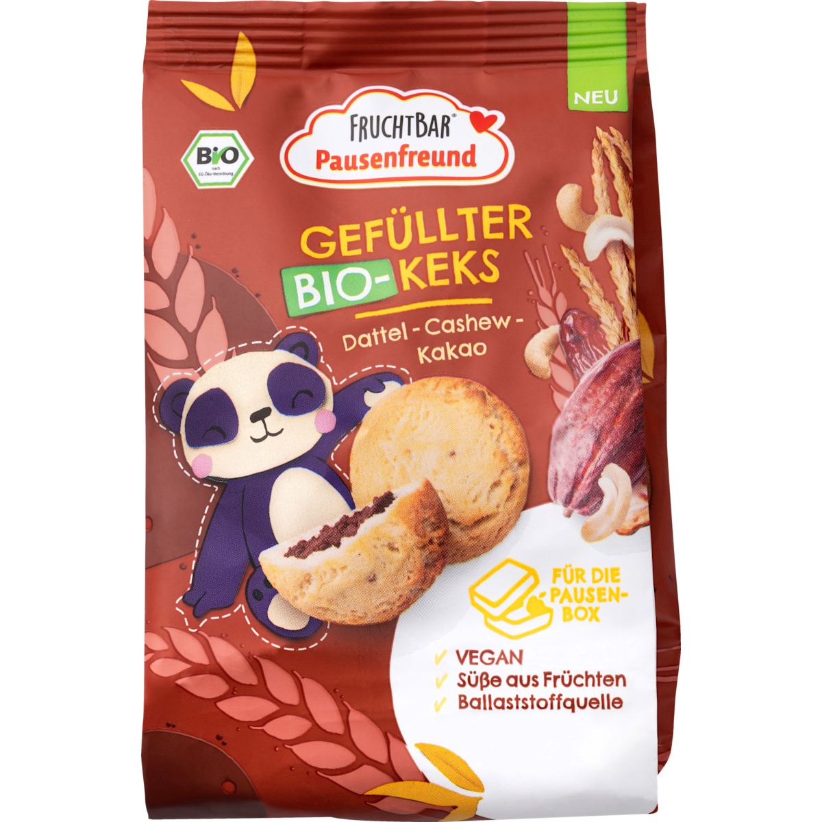 Bio Fruchtbar Pausenfreund Kekse mit Dattel-Cashew-Kakao-Cremefüllung 120g